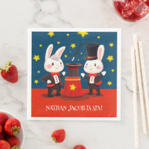 Cute Rabbit Magicians on Stage Magical Birthday