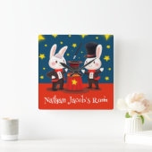Cute Rabbit Magicians on Stage Magical Vierkante Klok (Huis)