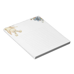 Cute Rabbit met Floral Botanical Flowers Notitiebo Notitieblok