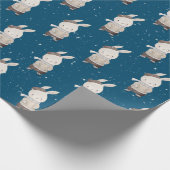 Cute Rabbit met Ice Schaatsen Cadeaupapier (Hoek)