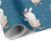 Cute Rabbit met Ice Schaatsen Cadeaupapier (Rol Hoek)