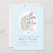 Cute rabbit moeder en bunny blue boy douche kaart (Voorkant)