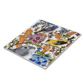 Cute Rabbit Mural Floral White Bkgrd Top Half Cer Tegeltje (Zijkant)