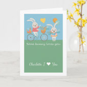 Cute Rabbit of Bunny houdt van jou Kaart (Gele Bloem)