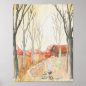 Cute Rabbit on A Bike With A Balloon Nursery Poster (Voorkant)