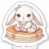 Cute Rabbit on Fluffy Pancake-Pancake Pajama Bunny Sticker (Voorkant)