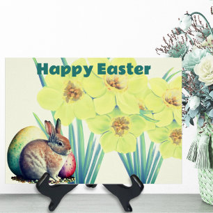 Cute Rabbit onder Waterverf Daffodil Flowers