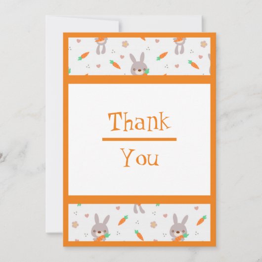 Cute Rabbit Oranje Boy Girl Bedankkaart (Voorkant)