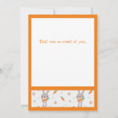 Cute Rabbit Oranje Boy Girl Bedankkaart (Achterkant)