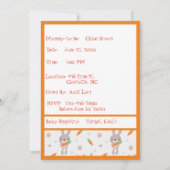Cute Rabbit Oranje Boy Girl Shower Kaart (Achterkant)