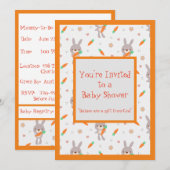 Cute Rabbit Oranje Boy Girl Shower Kaart (Voorkant / Achterkant)