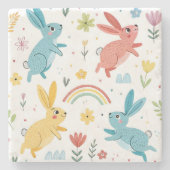 Cute Rabbit Pattern Stenen Onderzetter (Voorkant)