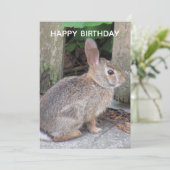 Cute Rabbit Photo Birthday Flat Kaart (Staand voorkant)
