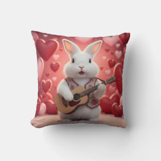 Cute Rabbit Playing Guitar For Love Kussen