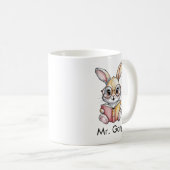 Cute Rabbit Reading a Book Custom Koffiemok (Voorkant rechts)