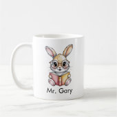 Cute Rabbit Reading a Book Custom Koffiemok (Links)