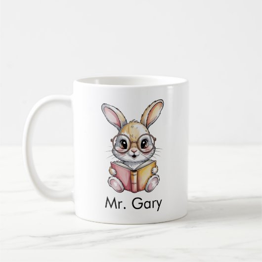 Cute Rabbit Reading a Book Custom Koffiemok (Links)