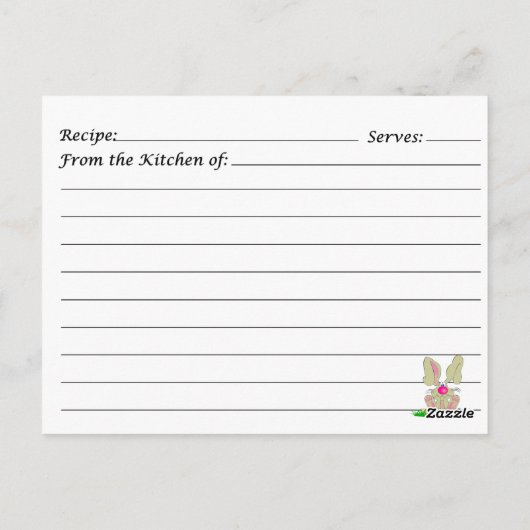 Cute Rabbit Recipe Card Briefkaart (Achterkant)