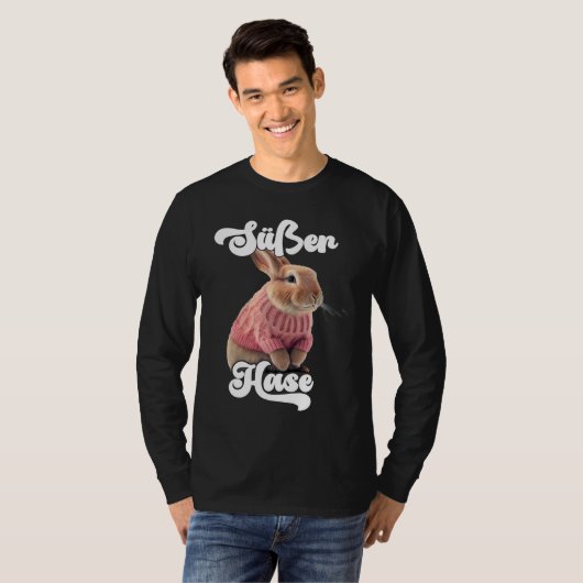 Cute Rabbit Retro Winter Ski Rabbit T-shirt (Voorkant volledig)