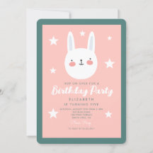 Cute Rabbit roze Green Paarse Stars Birthday
