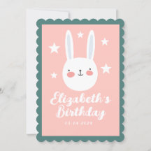 Cute Rabbit roze Green Paarse Stars Birthday