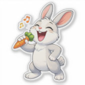 Cute Rabbit Singing Custom-Cut Vinyl Sticker (Voorkant)