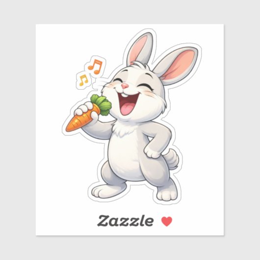 Cute Rabbit Singing Custom-Cut Vinyl Sticker (Vel)