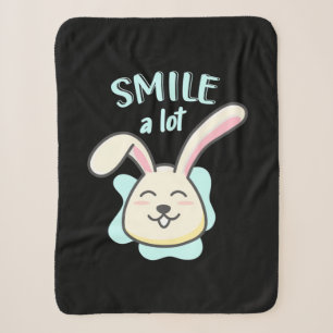 Cute Rabbit Smile A Lot Sherpa Deken