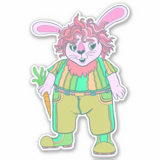 Cute Rabbit Sticker (Voorkant)