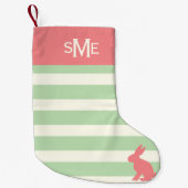 Cute rabbit stripe gepersonaliseerde monogram kleine kerstsok (Voorkant)