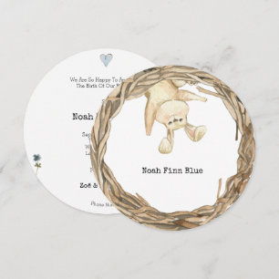 Cute Rabbit Sweet Animal Baby Announcement Card Kaart