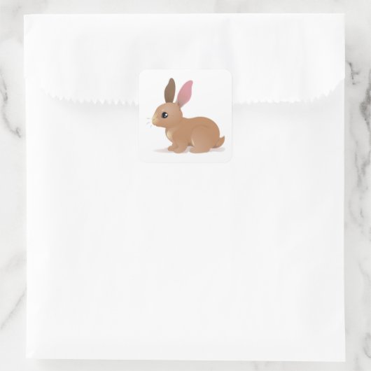 Cute Rabbit Vierkante Sticker (Tas)