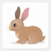 Cute Rabbit Vierkante Sticker (Voorkant)