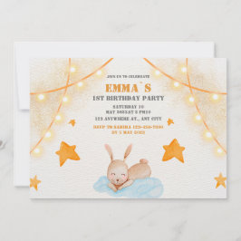 Cute rabbit waterverf Baby First Birthday party Kaart