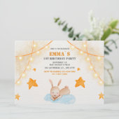 Cute rabbit waterverf Baby First Birthday party Kaart (Staand voorkant)