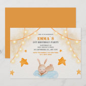 Cute rabbit waterverf Baby First Birthday party Kaart (Voorkant / Achterkant)