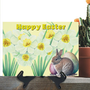Cute Rabbit White Waterverf Daffodil Flowers
