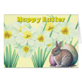 Cute Rabbit White Waterverf Daffodil Flowers (Voorkant Horizontaal)