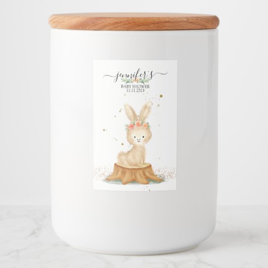 Cute Rabbit wildlife farm forest animal Voedselcontainer Etiket (Voorkant)