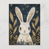 Cute Rabbit Winter Woodland Elegant Christmas Briefkaart (Voorkant)