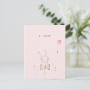 Cute Rabbit With Flowers Baby Girl Daughter Briefkaart
