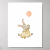 Cute Rabbit With Pink Balloon Nursery Poster (Voorkant)