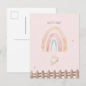 Cute Rabbit With Rainbow Baby Girl Daughter Briefkaart (Voorkant / Achterkant)