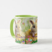 Cute Rabbit yellow jurk First Easter Specialized Mok (Voorkant links)