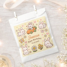 Cute Rabbits Easter 1st Birthday Party Favor Bags Bedankzakje