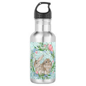 Cute Rabbits en Butterfly Waterfles (Voorkant)