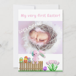 Cute Rabbits First Easter Welcome Photo Baby Birth Aankondiging