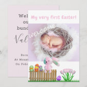 Cute Rabbits First Easter Welcome Photo Baby Birth Aankondiging (Voorkant / Achterkant)