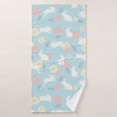 Cute Rabbits Flowers Pattern Badhanddoek (Badhanddoek)