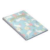 Cute Rabbits Flowers Pattern Notitieboek (Rechterzijde)